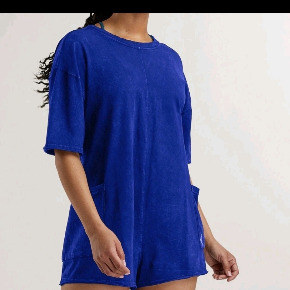 Free People FP Movement Hot Shot Tee Romper Electric Shock Size L (XL) NWOT.